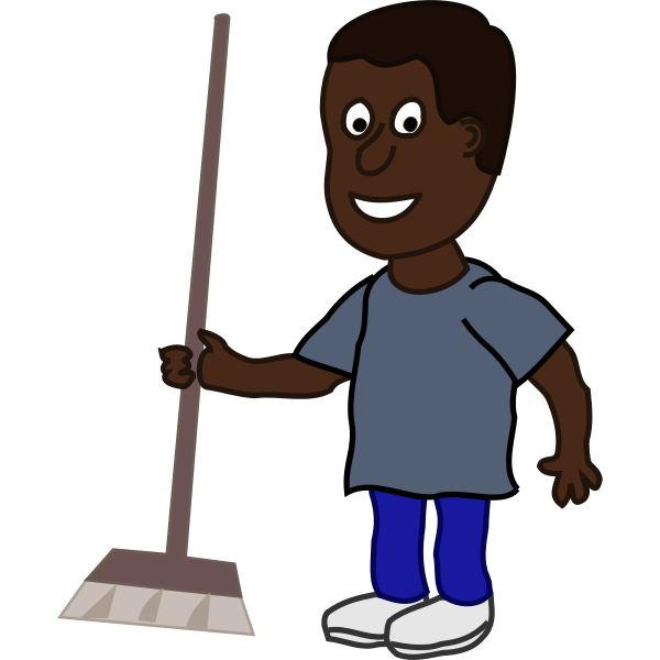 SVG African man with broom