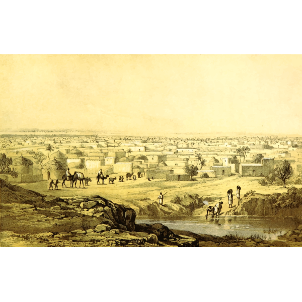 SVG African village with its villagers