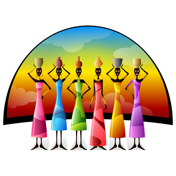 SVG African women with vessels logo vector graphics