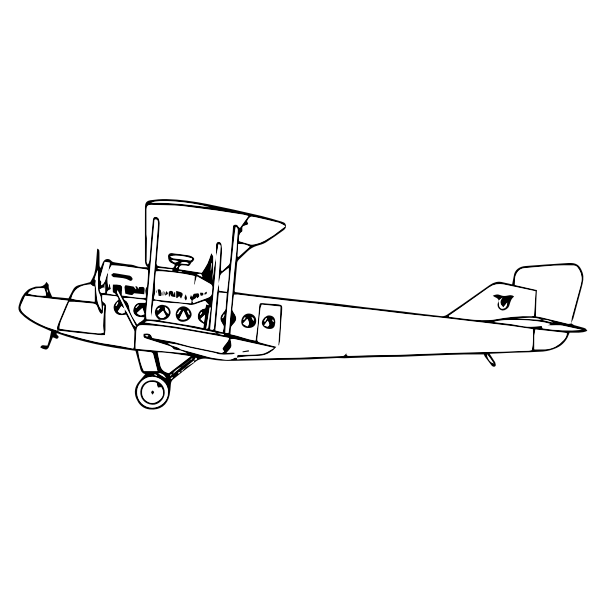 SVG airplane drawing black and white