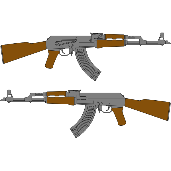SVG AK 47 Rifle Vector Drawing