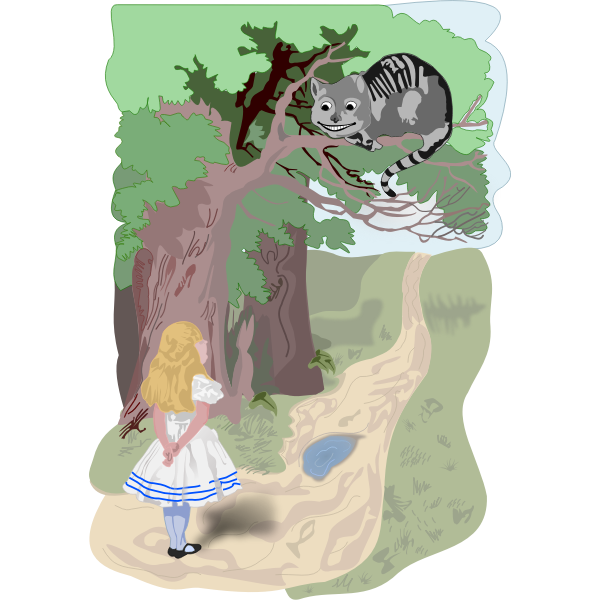 SVG Alice and the Cheshire cat vector image