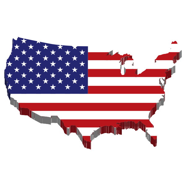 SVG america flag map 3d