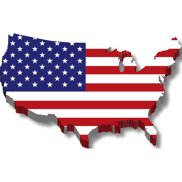 SVG america flag map 3d drop shadow