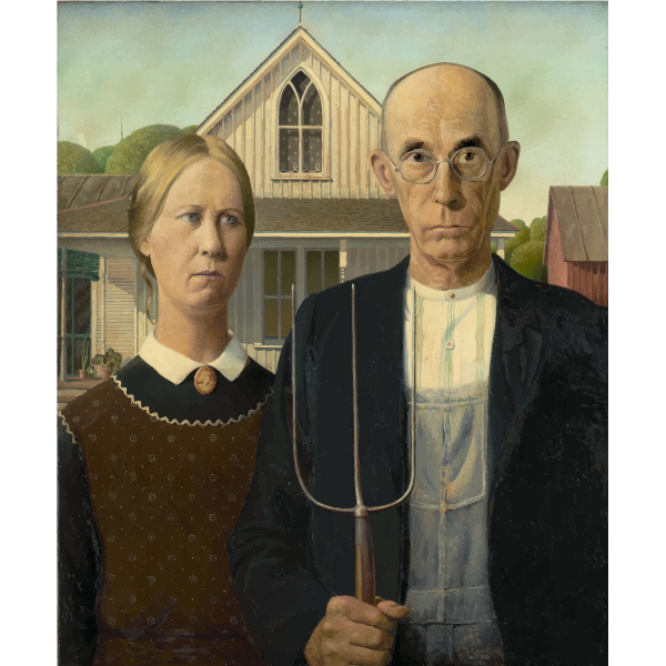 SVG American Gothic By Grant Wood