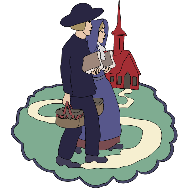 SVG Amish couple drawing