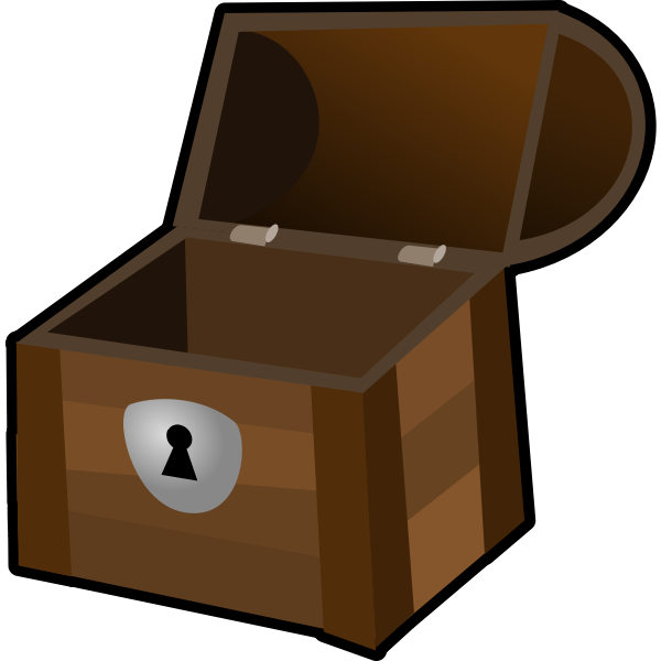 SVG An open wooden chest with a lock vector clip art