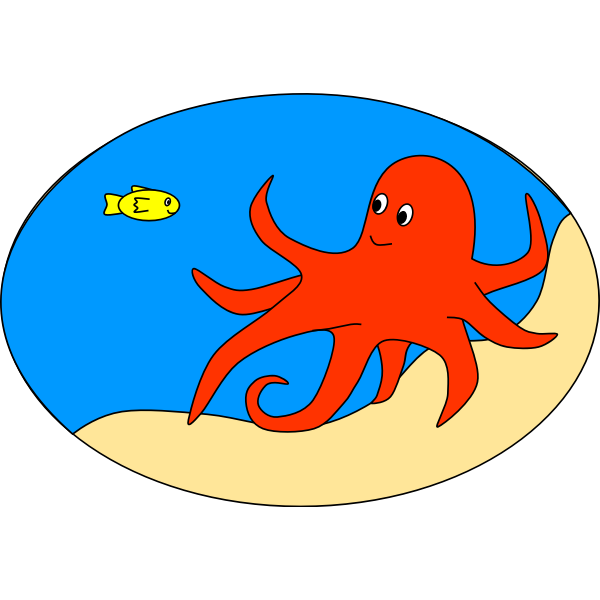 SVG an orange octopus with fish