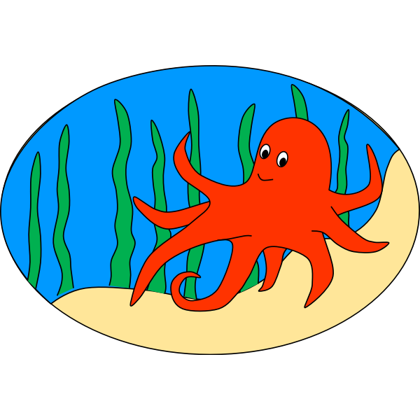 SVG an orange octopus with seaweed