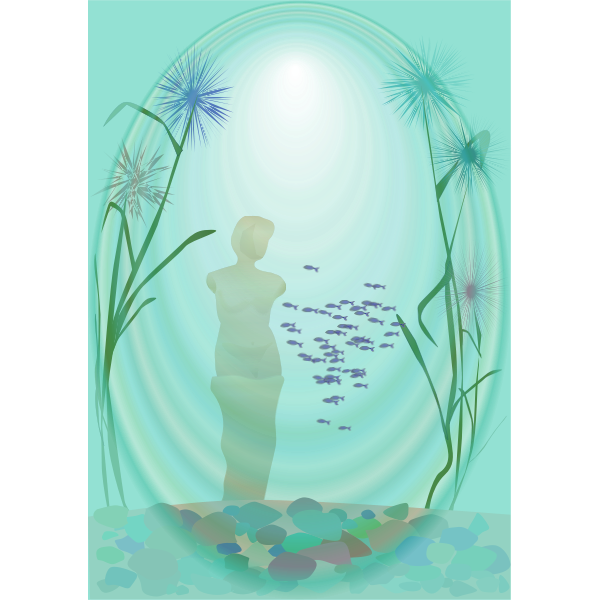 SVG Ancient statue underwater