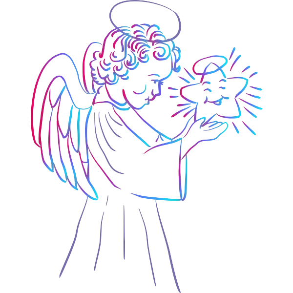 SVG Angel With Star Colour