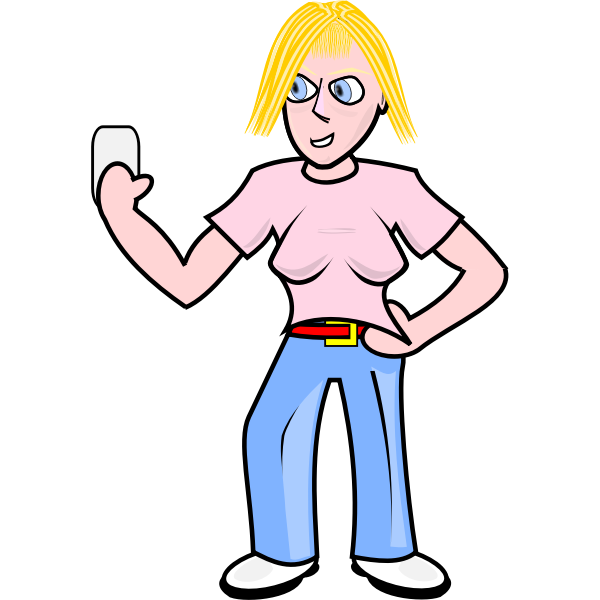 SVG Angry teen girl with mobile phone vector image