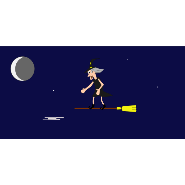 SVG Animation of a silly old witch