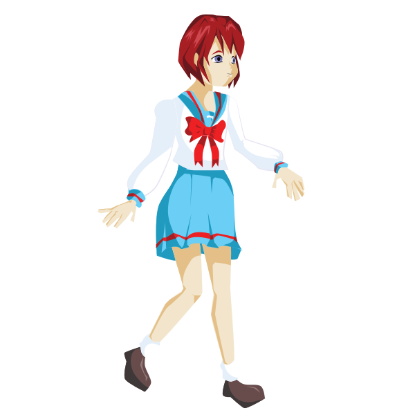 SVG Anime School Girl