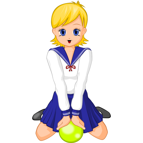 SVG Anime schoolgirl with green ball