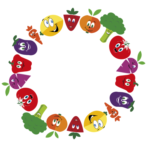 SVG Anthropomorphic Fruits And Vegetables Frame Large