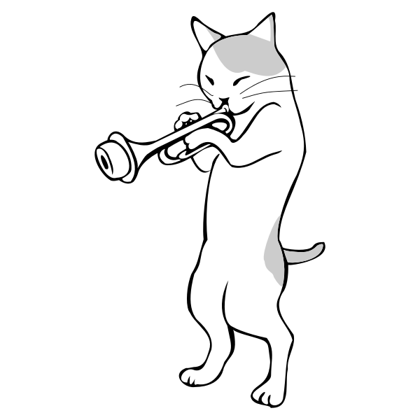 SVG Anthropomorphic Trumpet Playing Cat