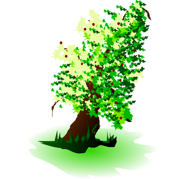 SVG Apple tree oil painting vector graphics