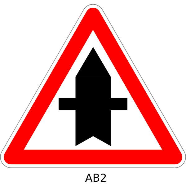 SVG Approaching intersection on road with priority traffic warning sign vector graphics