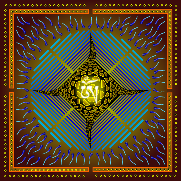 SVG Arabic mandala with tiger patterned star vector drawing