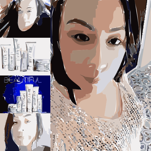 SVG Asian girl with beauty products