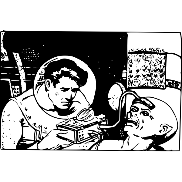 SVG Astronaut examining an alien