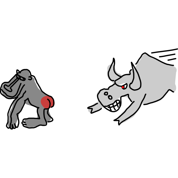 SVG Baboon teases bull