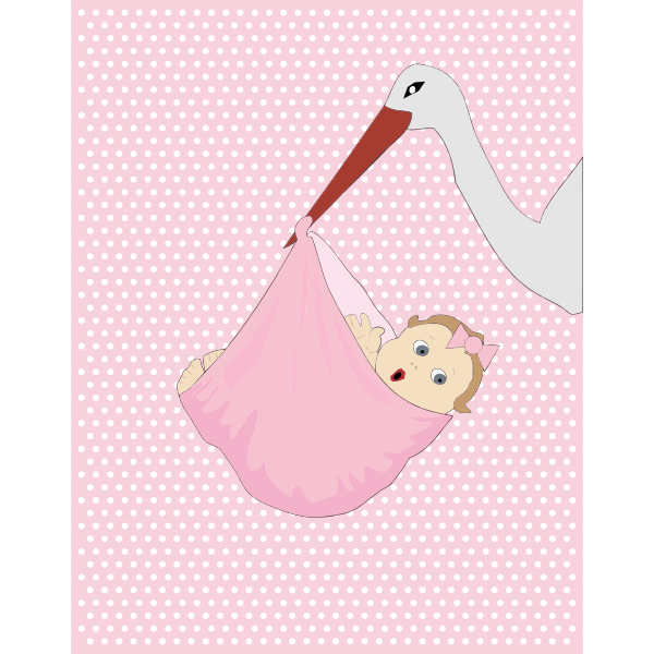 SVG Baby Girl And Stork