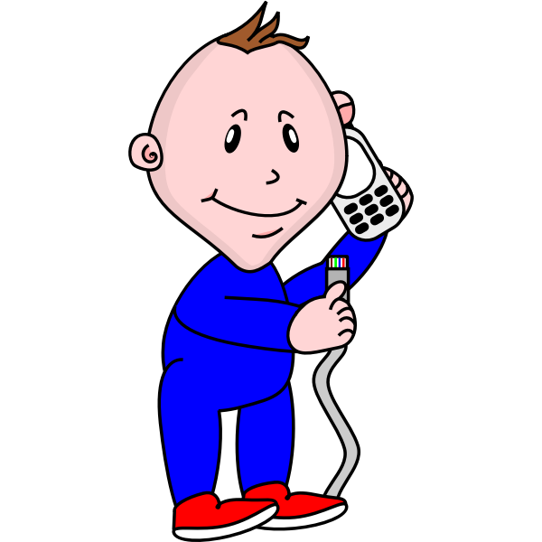 SVG Baby hodling a mobile phone vector illustration