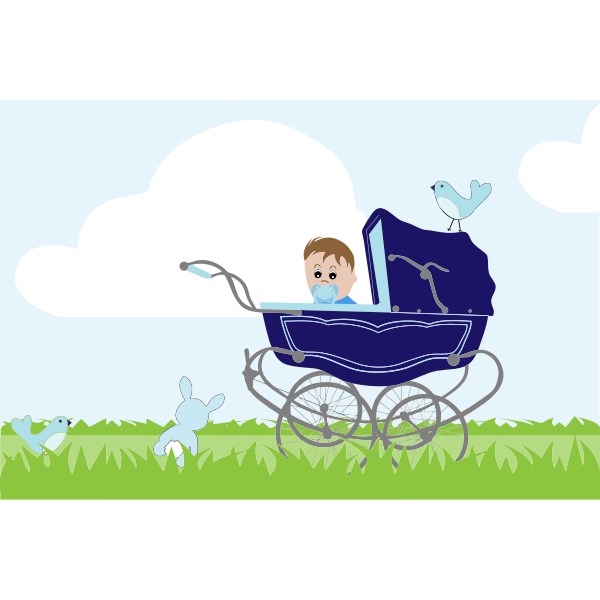SVG Baby stroller in nature