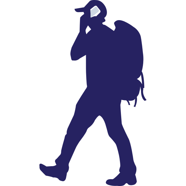 SVG Backpacker on a phone vector image