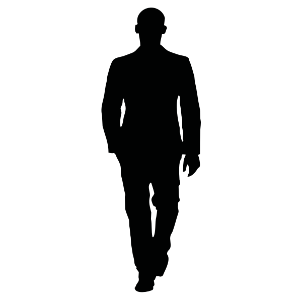 SVG Bald man walking in a suit silhouette vector image
