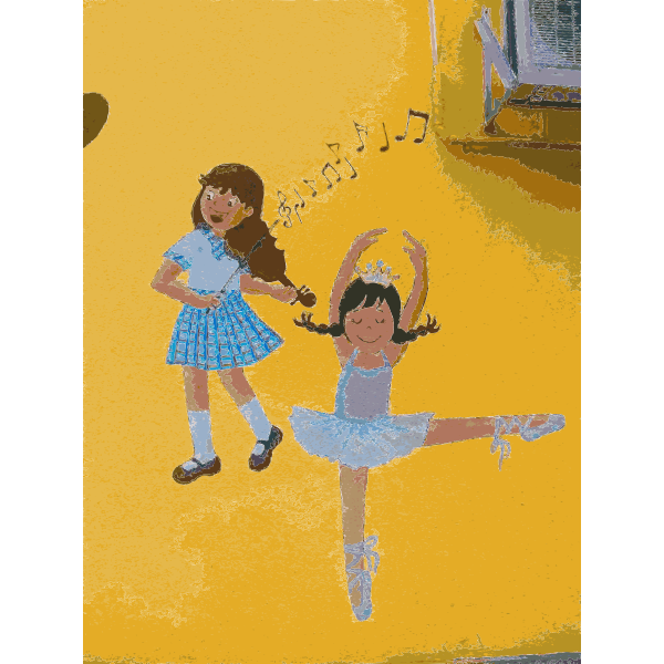 SVG Ballet girls mural vector drawing