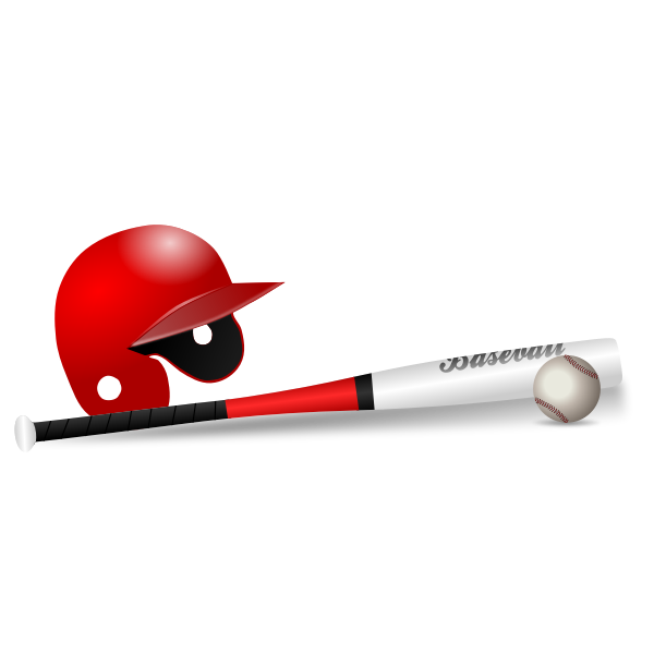 SVG Baseball bat ball and cap vector clip art