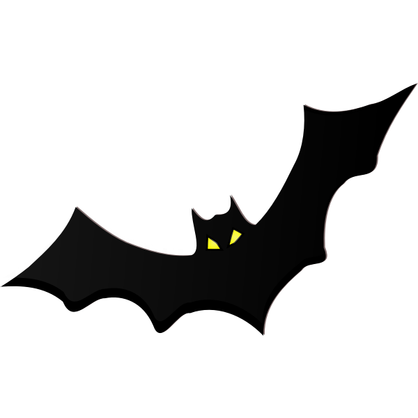 SVG Bat silhouette with yellow eyes vector clip art