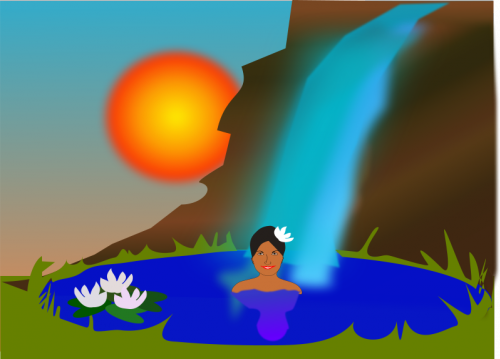 SVG bathing in a waterfall