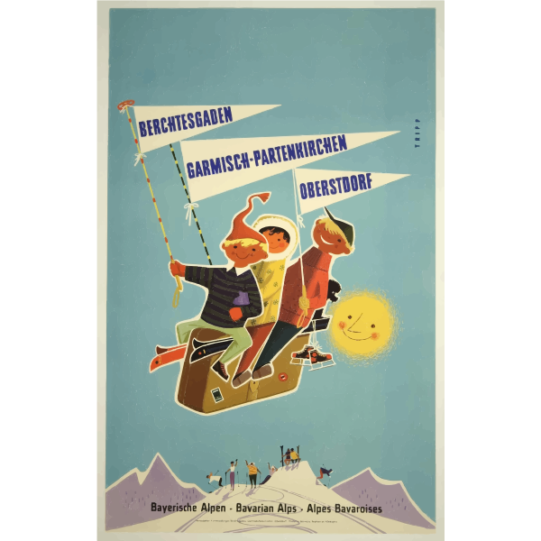 SVG Bavarian Alps vintage travel image