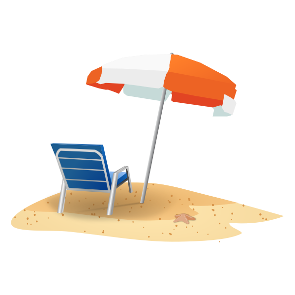 SVG Beach chair and umbrella vector image