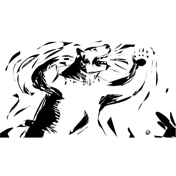SVG Bear growling in black and white vector clip art