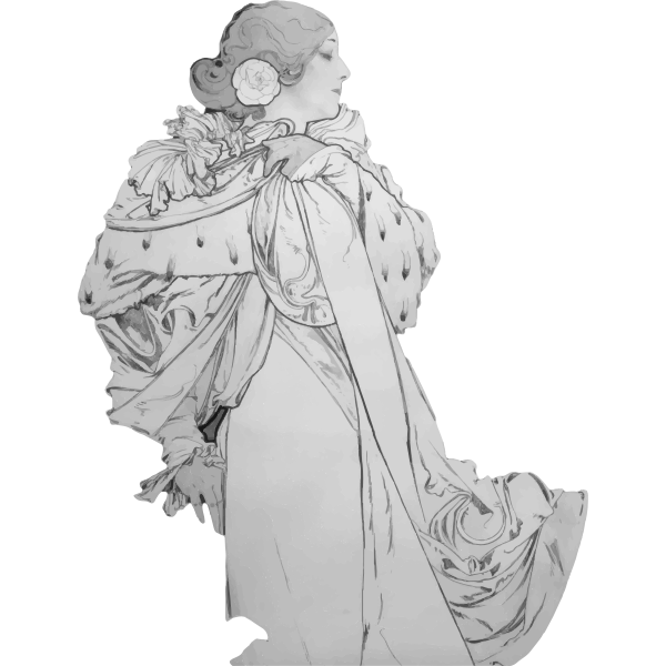 SVG Beautiful Woman Grayscale