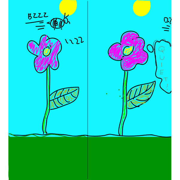 SVG Bee and flowers sketch