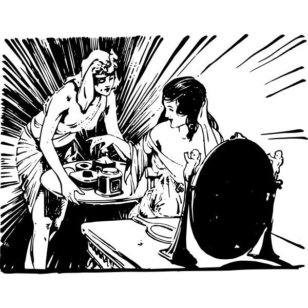 SVG Being served as putting on make-up vector graphics