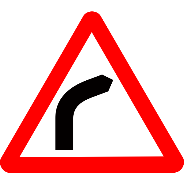 SVG Bend to the right traffic sign vector graphics