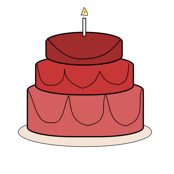 SVG Big birthday cake with candle vector clip art