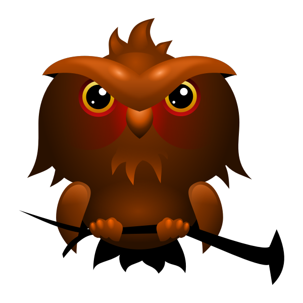 SVG Big headed brown owl vector clip art