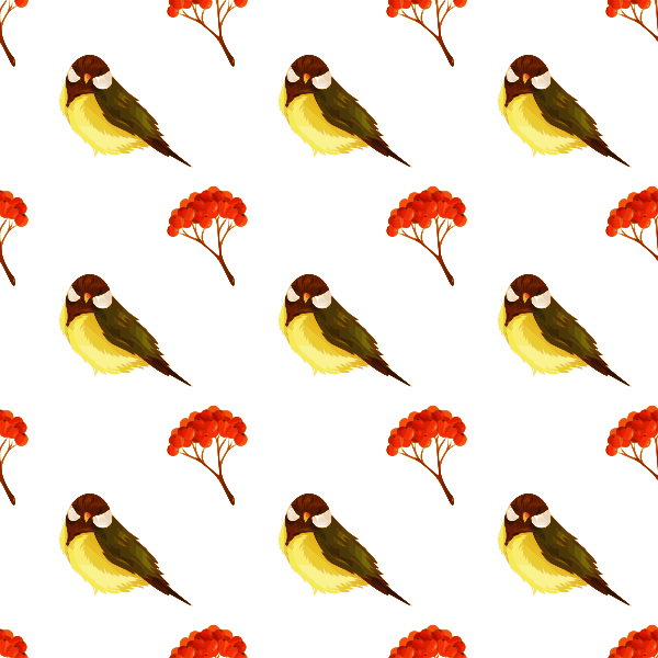 SVG Bird and pome seamless pattern vector illustration