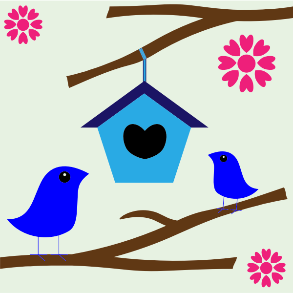 SVG Birds in love nest