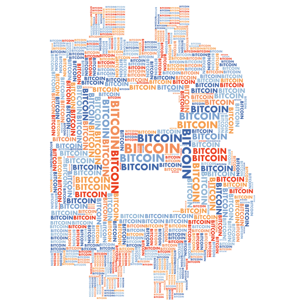 SVG Bitcoin Logo Word Cloud No Background
