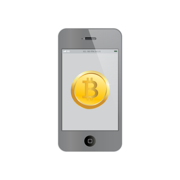 SVG Bitcoin on iPhone vector illustration