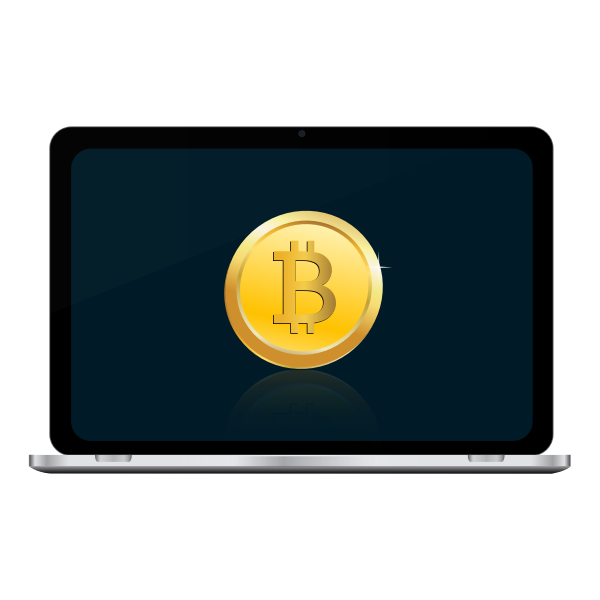 SVG Bitcoin on laptop screen vector illustration